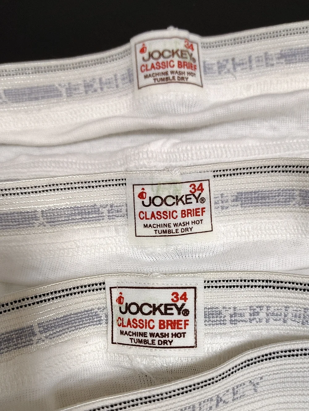 Vintage Jockey Men's White Cotton Briefs - 3 Pack - Size 34